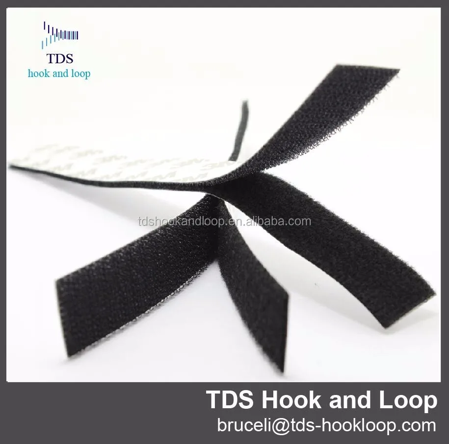 High quality Black 25mm wide hook and loop fastener strong self adhesive sticky tape