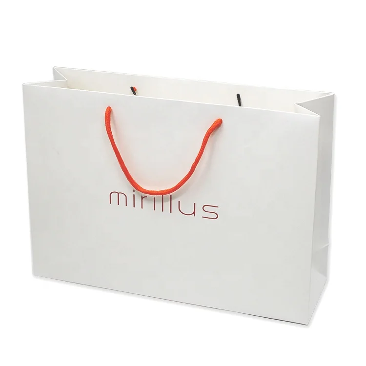 
Cotton/twisted/nylon handle white gift paper bag high quality shopping bag 