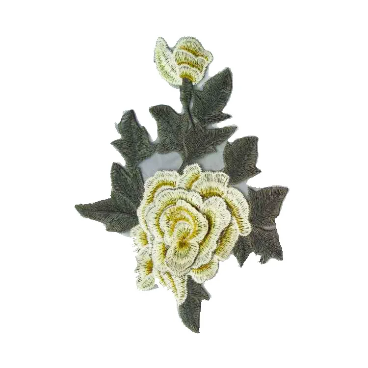 China wholesale custom flower applique rose embroidered patches for garment