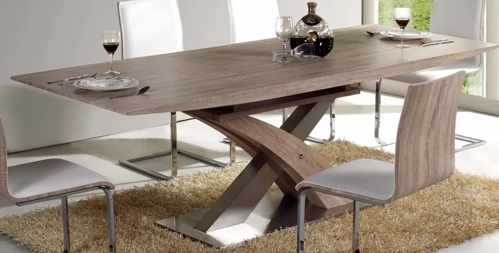 Modern white high gloss extendable dining table MDF wood dining room table