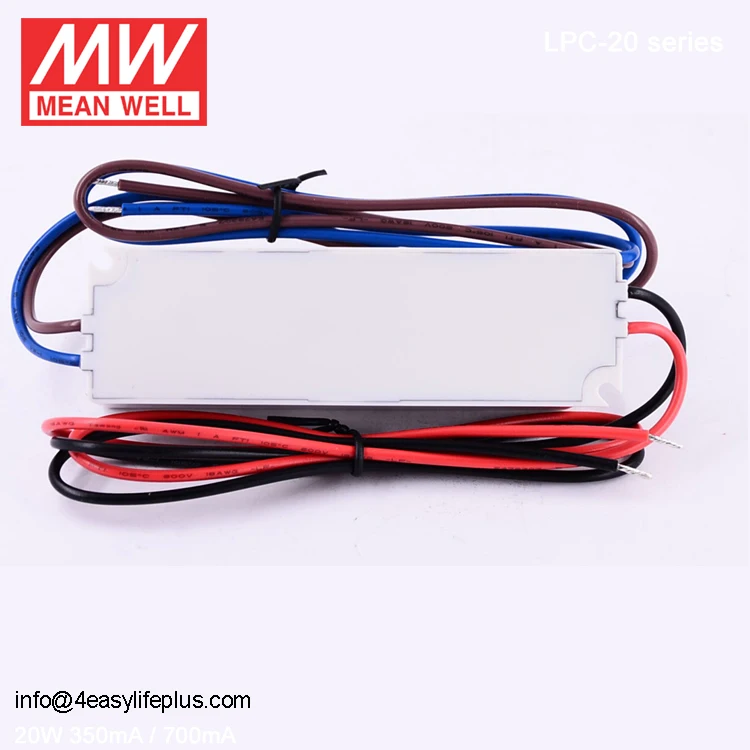 Mean Well 20W Waterproof IP67 LED Driver 350mA LPC-20-350