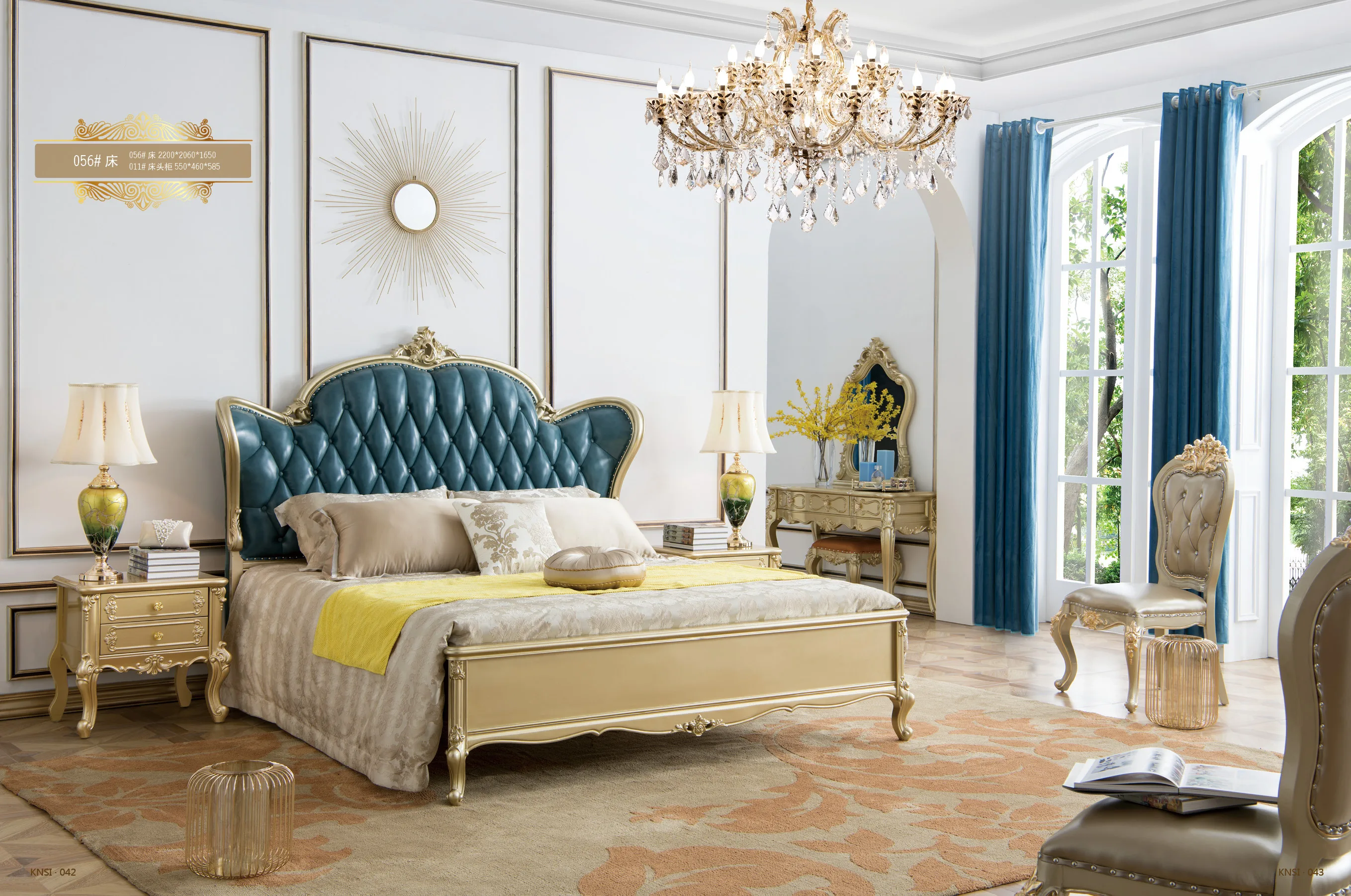 good quality classical golden bedroom furniture royal bedroom set