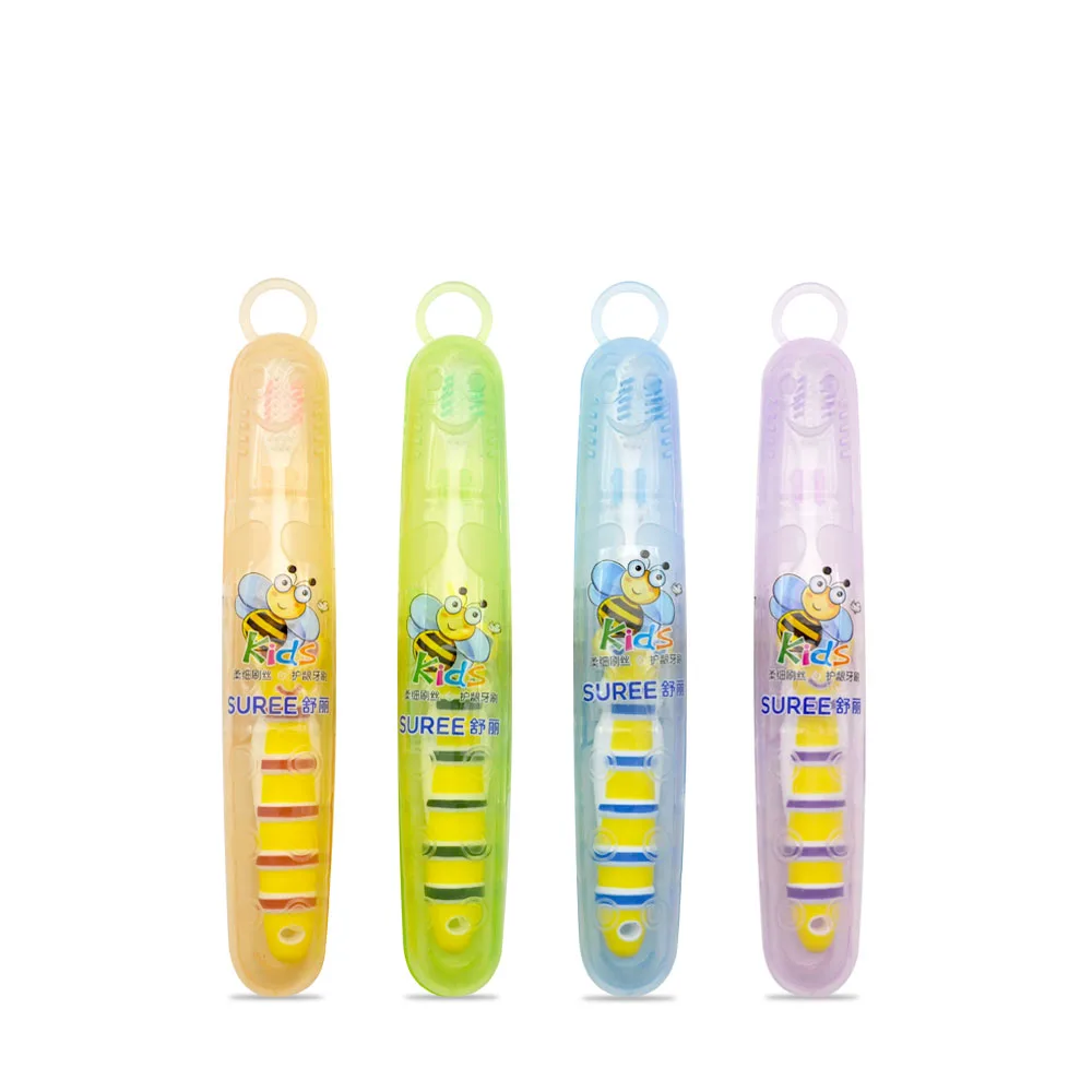 BANNER Premium Kids Ultra Fine Soft Bristle Toothbrush Baby Little Bee Carton Animal Children Tooth Brush With Plastic Box