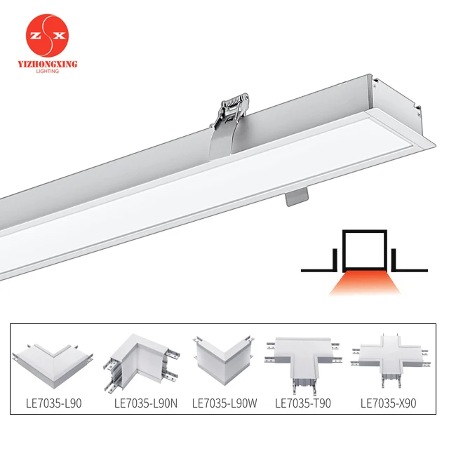 8ft 2400mm 80W LED Linear Line Light Seamless and Linkable Ceiling Mounted Recessed for Office with IP44 Rated Aluminum Alloy