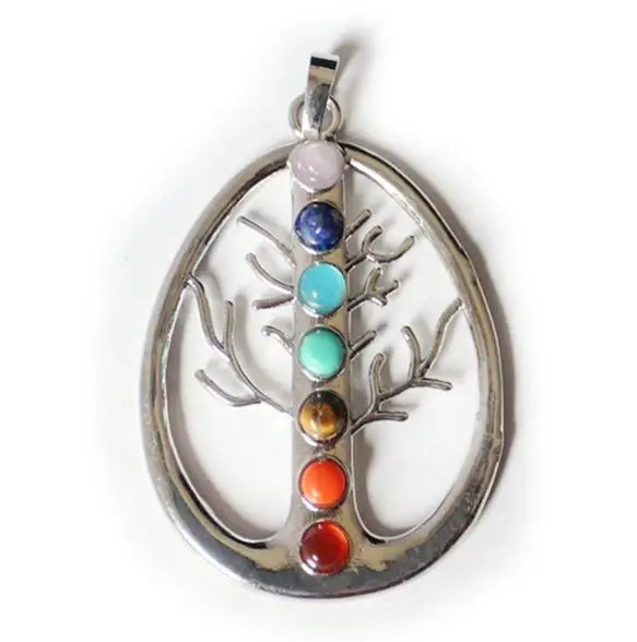 FPG001 Huilin jewelry 7 Chakra Cho Ku Rei Reiki Power Symbol Yoga Pendant Jewelry 3D Symbols Stone Charms Pendant wholesale