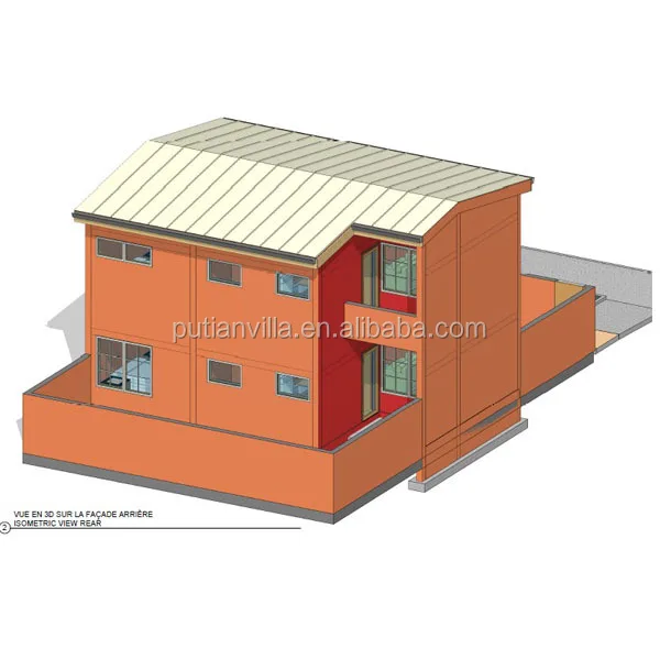 steel structure 2 story 3 bedroom prefab house plans villa