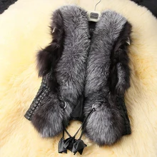 2015 Autumn Winter Women Fur Vest Sleeveless Gradient Casual Outwear Plus Size 3XL Ladies Elegant Jacket Women Faux Fur Coat