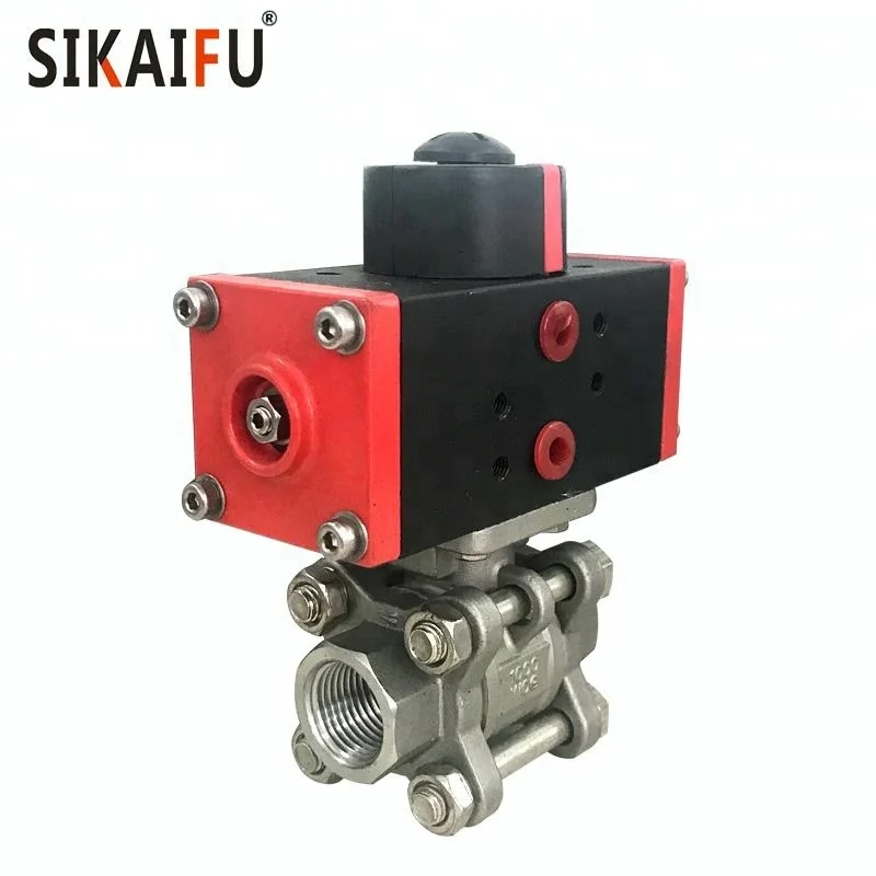 DN15 Stainless Steel 304 Pneumatic Actuator 3pc Ball Valve