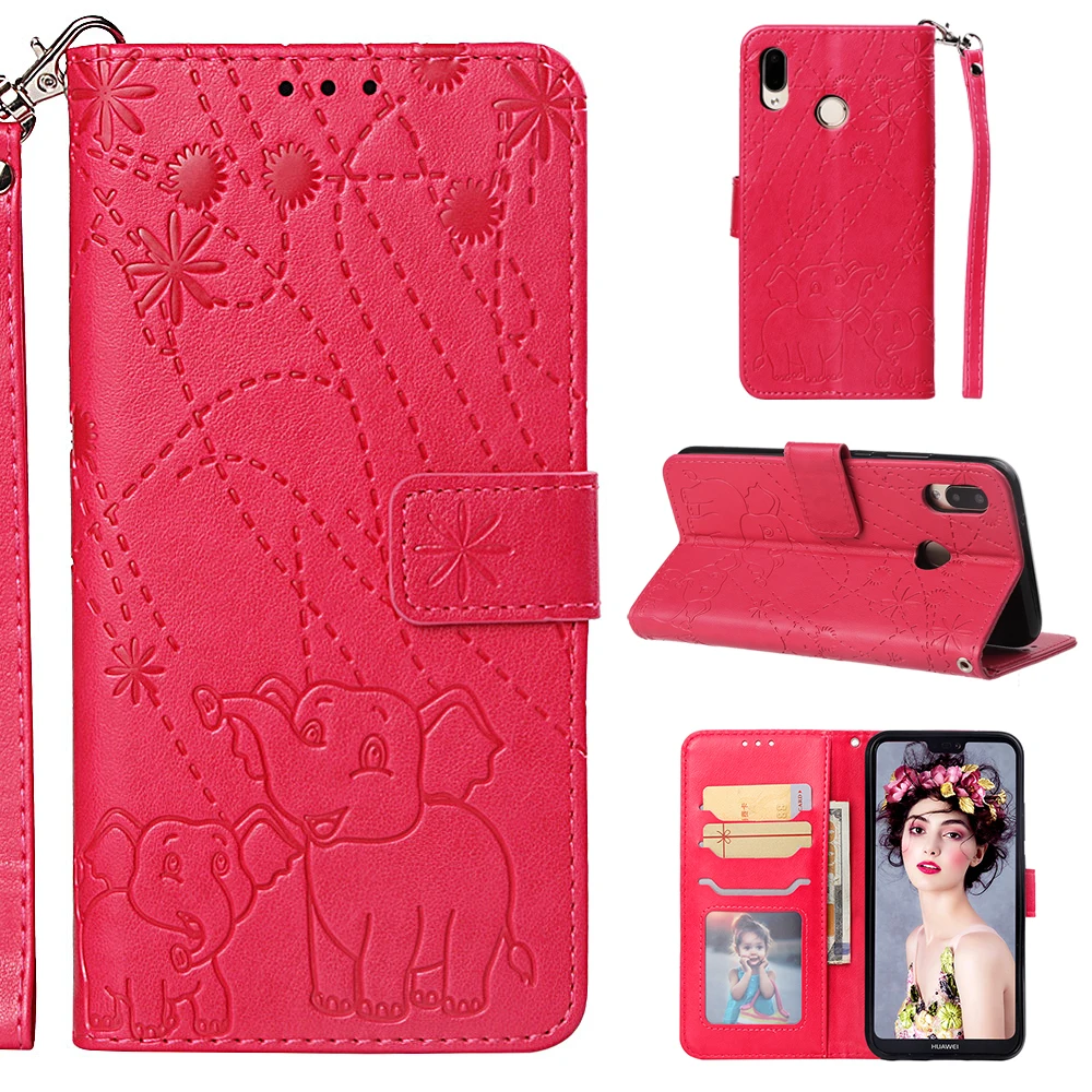 Leather Case For Huawei P20 Pro  Elephant Printing Phone Case for Huawei P20 Lite Wallet Flip Magnetic Stand Phone Case