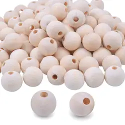 100pcs 16mm Natural Color Round Ball Wood Spacer Beads Jewelry Findings Charms