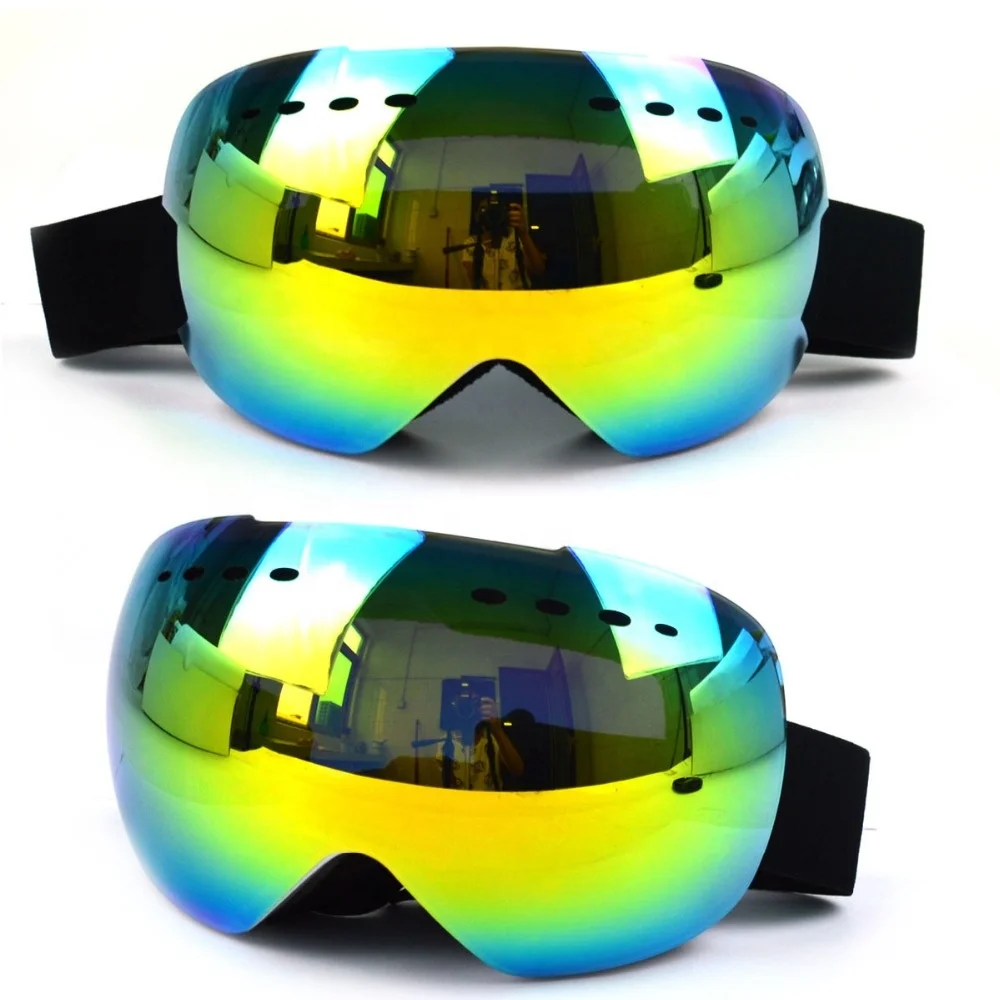 UV400 replaceable Snow google Anti fog mirror lens rimless snowboard ski sun glasses