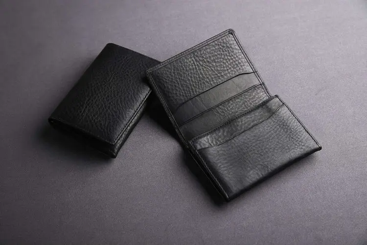 Highest Quality Leather Pocket Business Card Holder Genuine Leather Id Card Holder