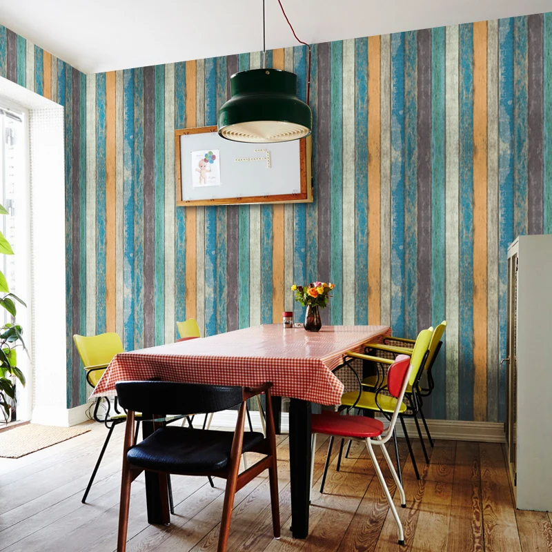 YIYAO Waterproof PVC designs wallpaper retro wood wall paper photo