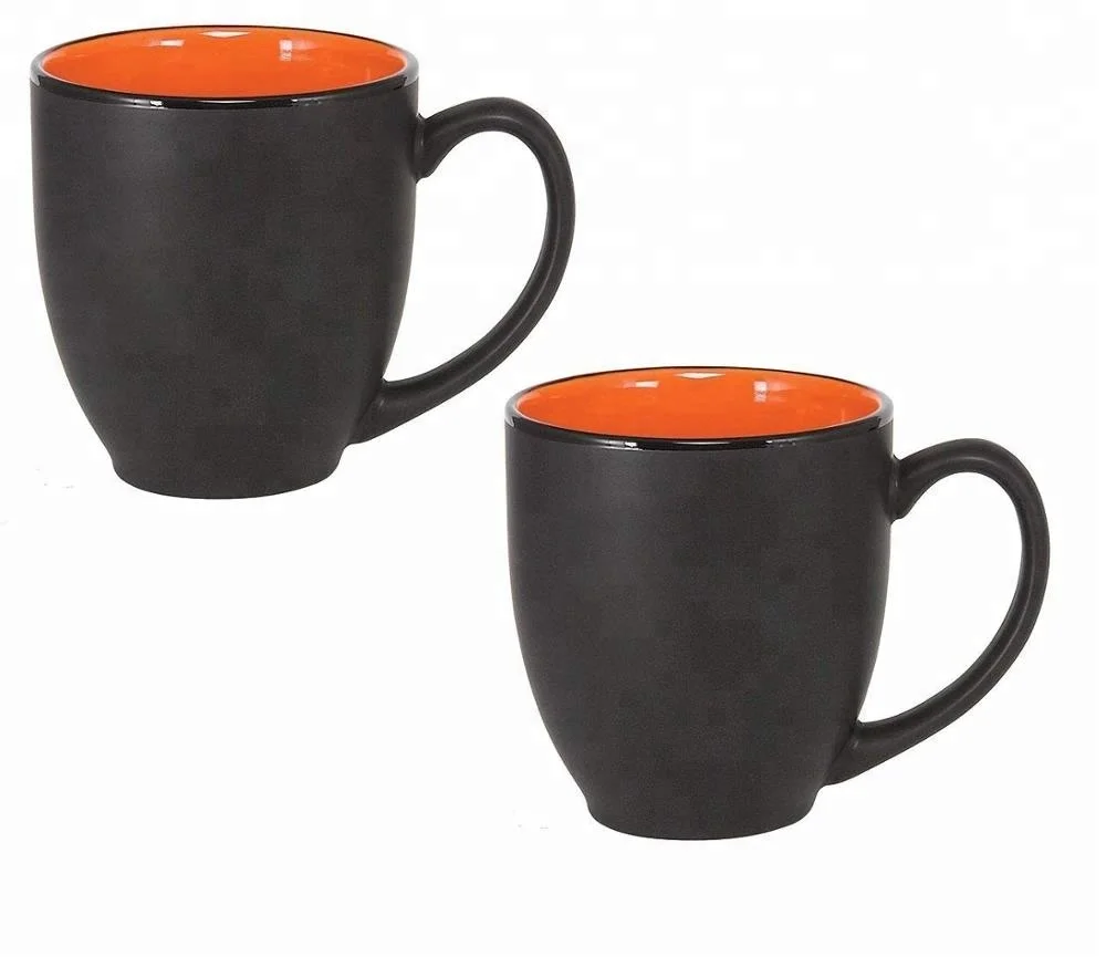 Manufacturer 6 cup set for Cappuccino Tea Cocoa Cereal matt color plain black ceramic mug