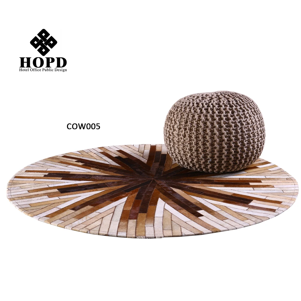 wholesale 100% natural cowhide rug with round shape