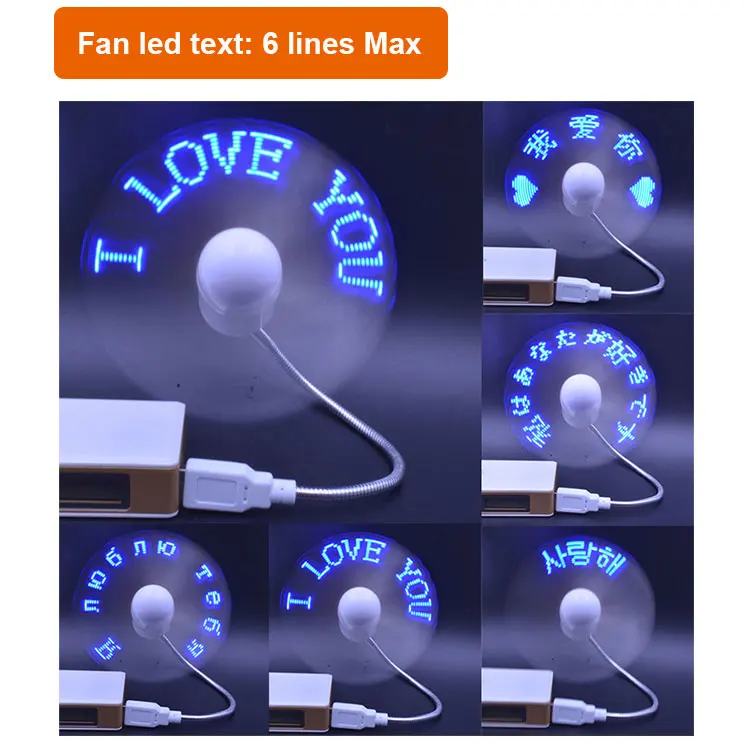 Hot selling factory price mini led message laptop usb fan with light