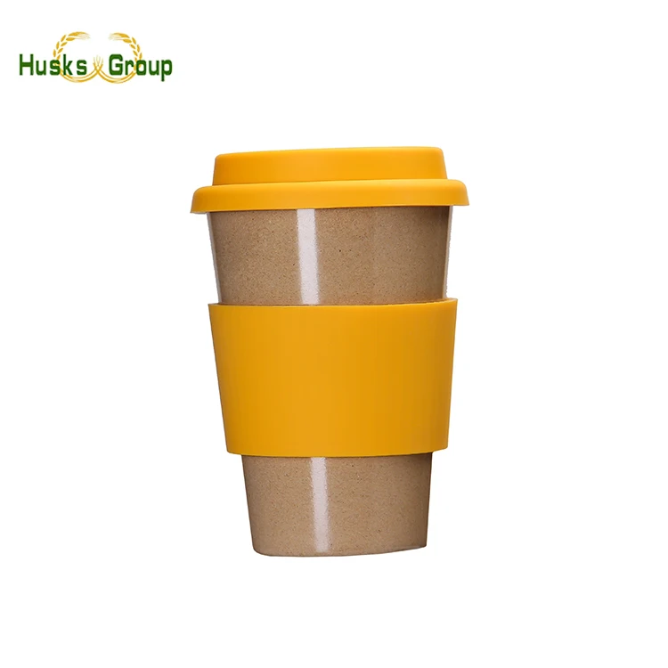 Wholesale custom logo bisphenol free reusable eco biodegradable 12oz coffee cups compostable rice husk cup