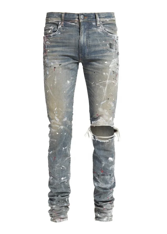 OEM 2019 designer bulk wholesale china pants men skinny paint jeans men
