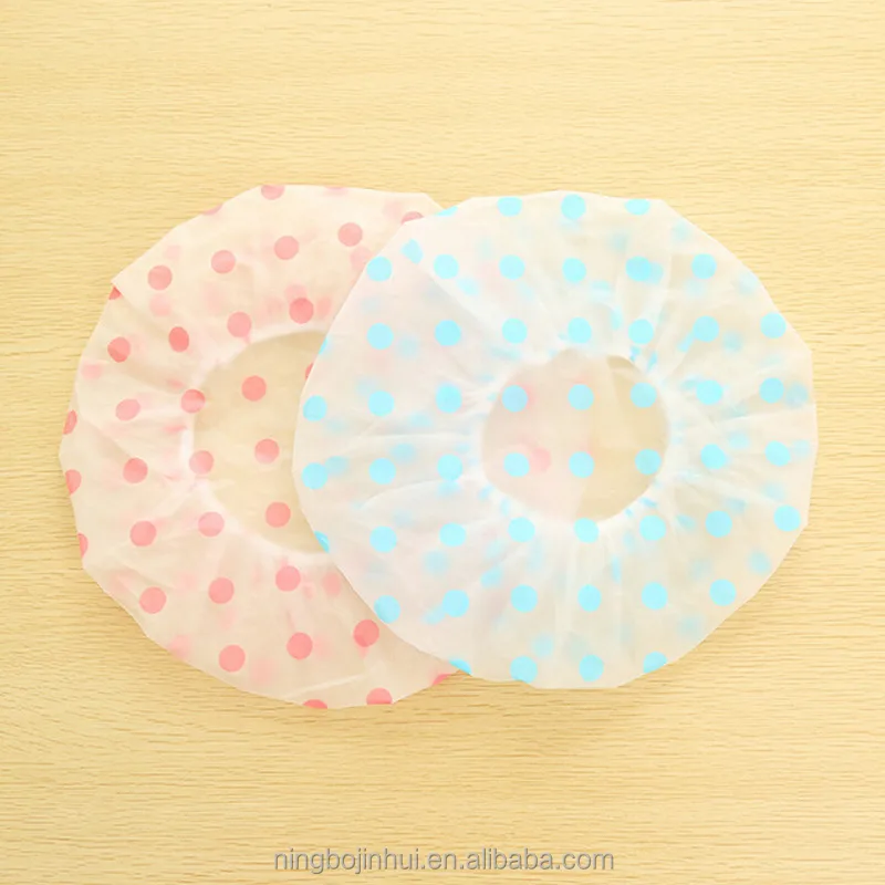 Plastic Shower Caps Cartoon Print Waterproof Elastic Band Bathing Hat Caps