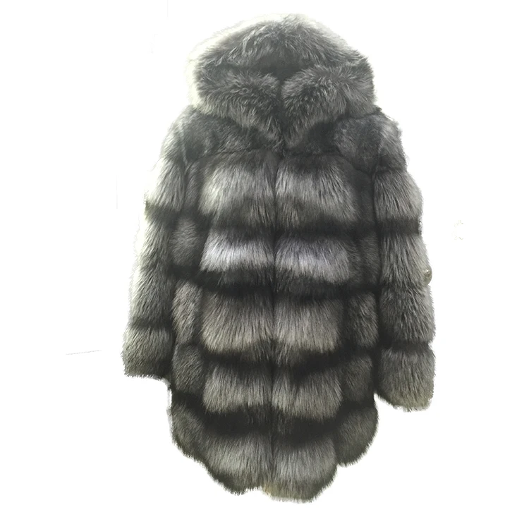 Russian Style Real Silver Fox Fur Coat Natural Fur Jacket For Women