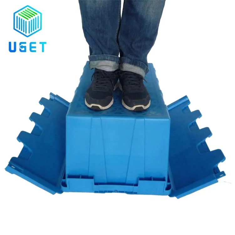 
Reusable Rental Cheap Strong Plastic Moving Bin withTag Holder Home Carrying Packaging Tote Box 