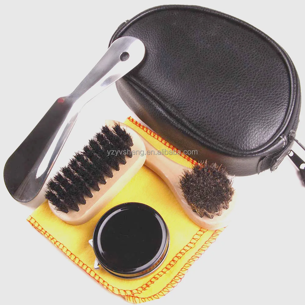 
6 Pcs Deluxe Shine Military Shoe Care Kit Black Leather Dress Boot Polish 