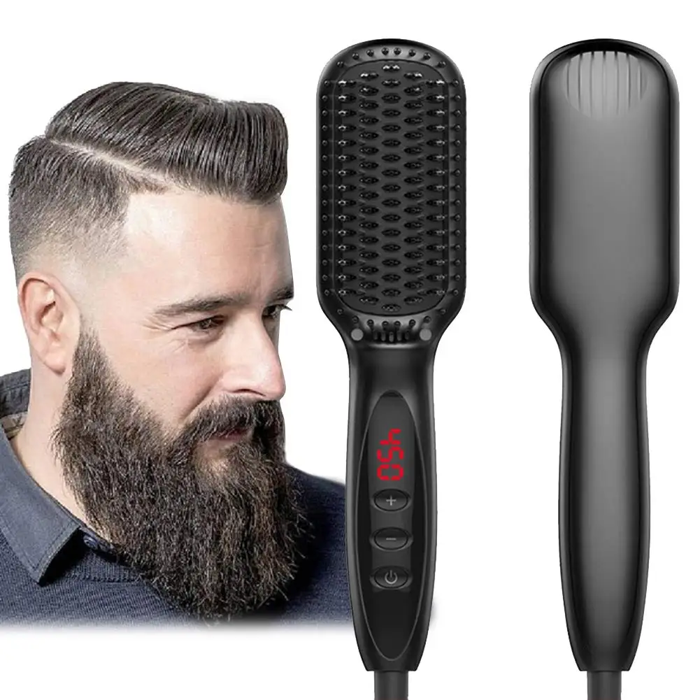 Beard Comb Brush Heat Spray Soap Balm Detangle Comb Storage Case Beard Straightening Gift Set Beard Straightener Kit