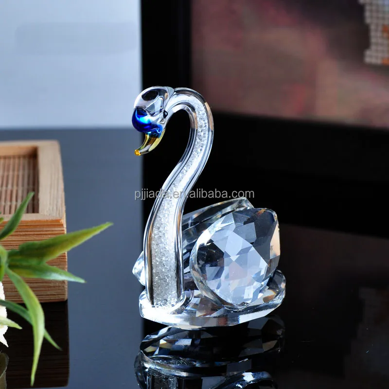 Crystal Glass  Animal Swan Figurines Craft Ornament K9 Clear Crystal Swan For Wedding Decoration