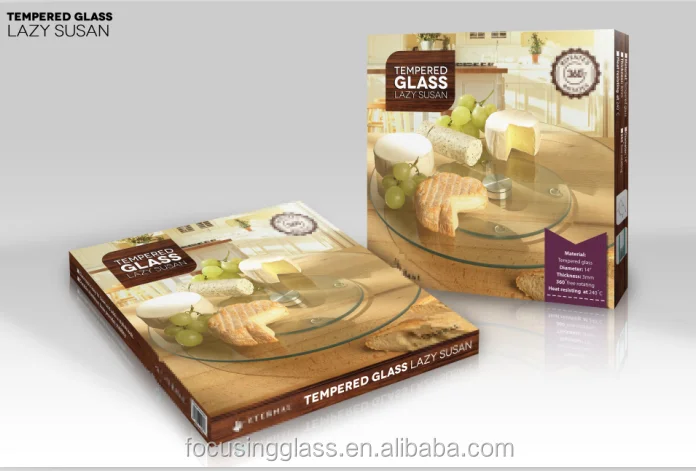 Wholesale crystal tempered glass lazy susan turntable