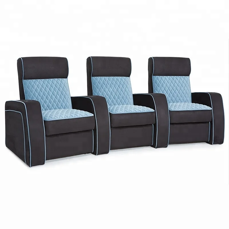 Wholesale Price canape 3 places cuir electrique Luxury 3 Seater Genuine Leather Home Theater Seats With Cup Holders