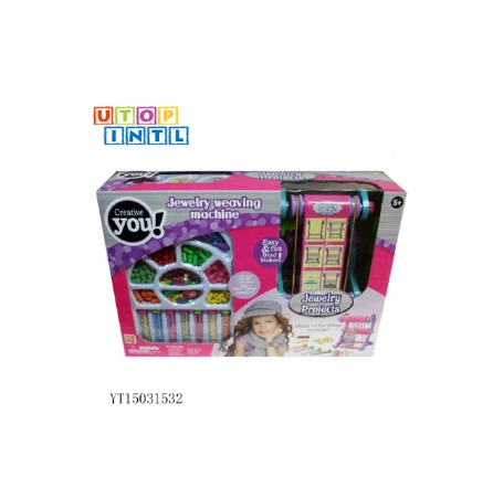 Diy Hot sale cheap plastic girl Jewelry set toy bead weaving craft machine kits for girl party educational game