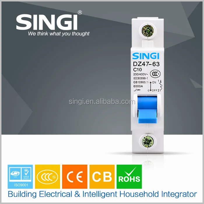 Китай лучшая цена короткого замыкания защиты перегрузки автоматический выключатель DZ47-63 из yueqing завод 6amp 1 полюс MCB