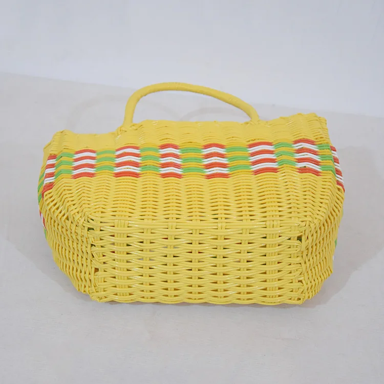 Manufacture Custom Size Colorful Laundry Plastic Rattan Woven Storage Basket