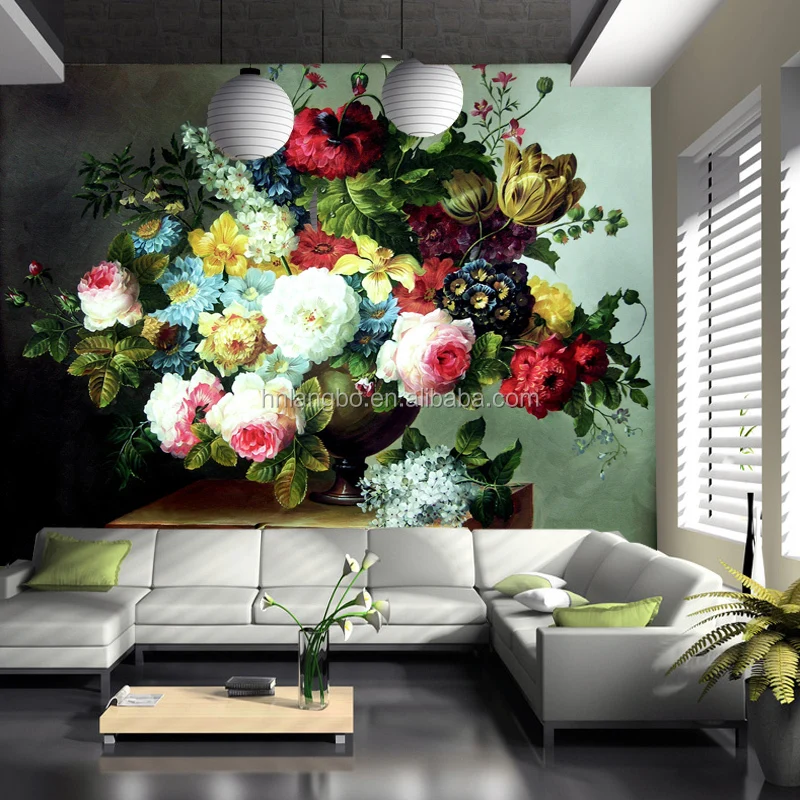 European painting wallpaper flower vase wallpaper mural wallpaper