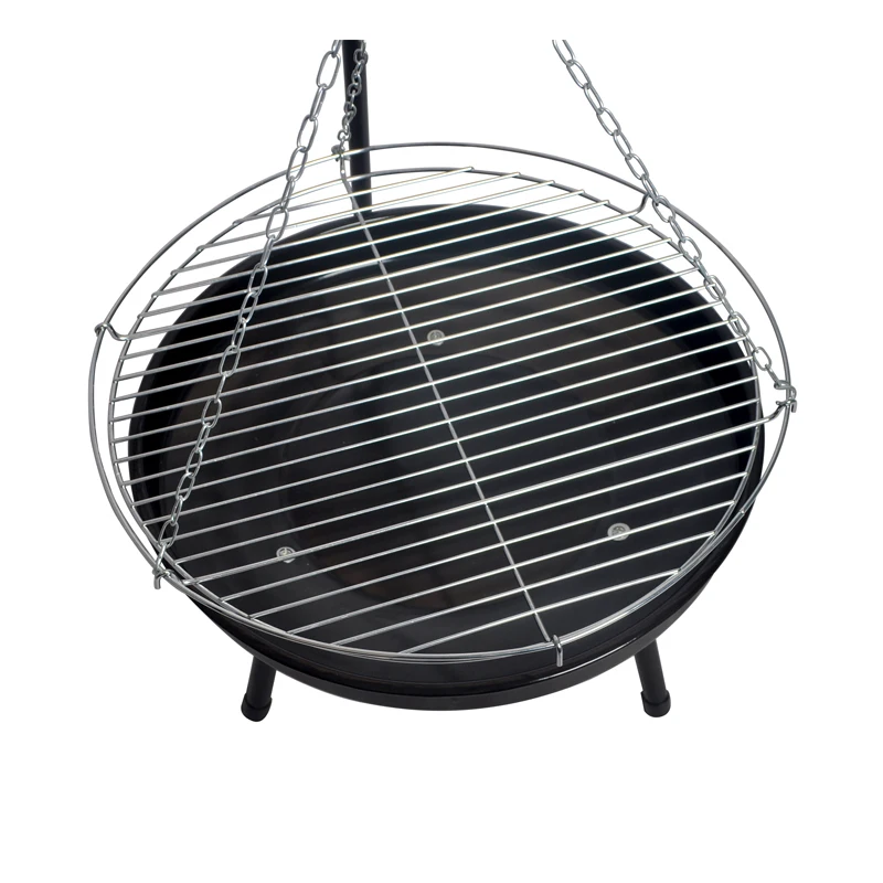 SERJ Outdoor Black Vertical Adjustable Tripod Hanging BBQ Grill Hanging Fire Pit 170cm