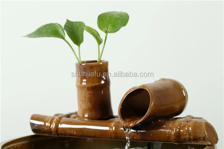 ceramic small table water fountain bamboo design