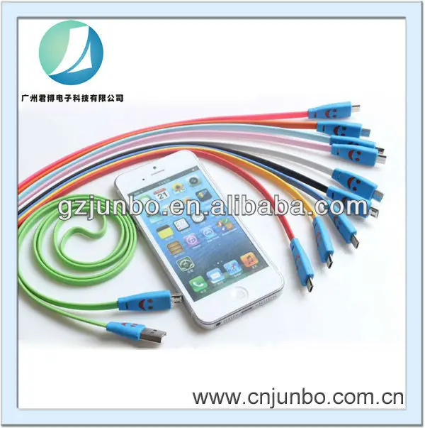 новое прибытие смайлик дицо плоской лапши кабель для iphone 5