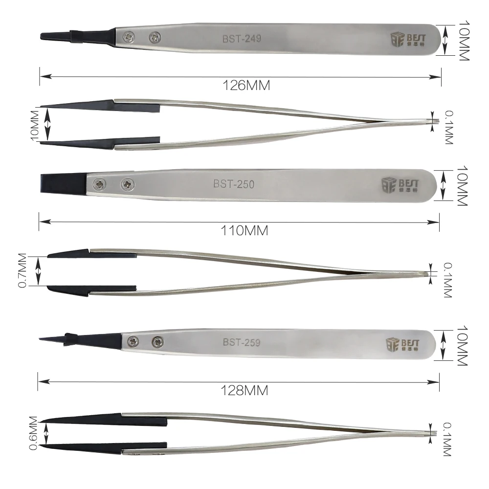 Rubber tipped tweezers replaceable tip esd tweezers