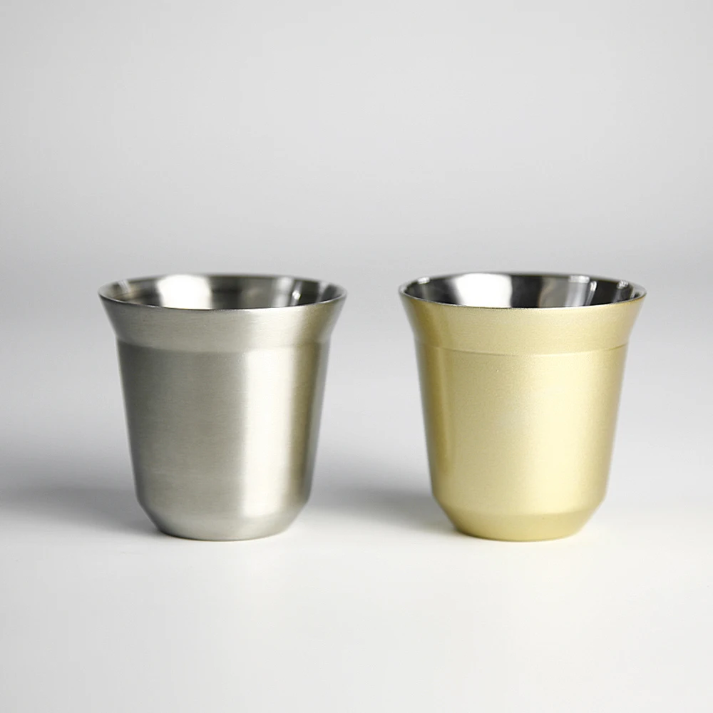 Изолированная чашка для эспрессо с двойными стенками из нержавеющей стали, кофейная чашка, кофейная кружка