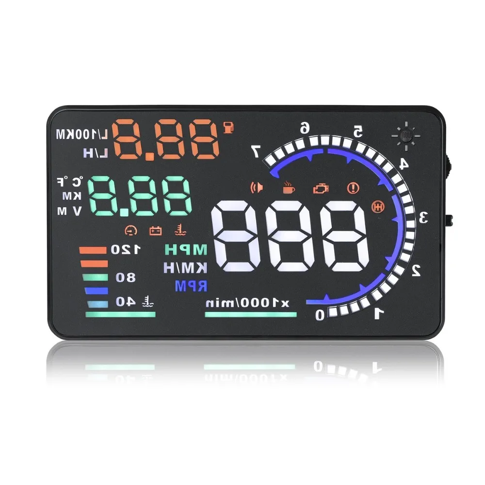 Car HUD A8 5 Inch Driving Speedometer Fuel Consumption Display OBD 2 Head-Up Display