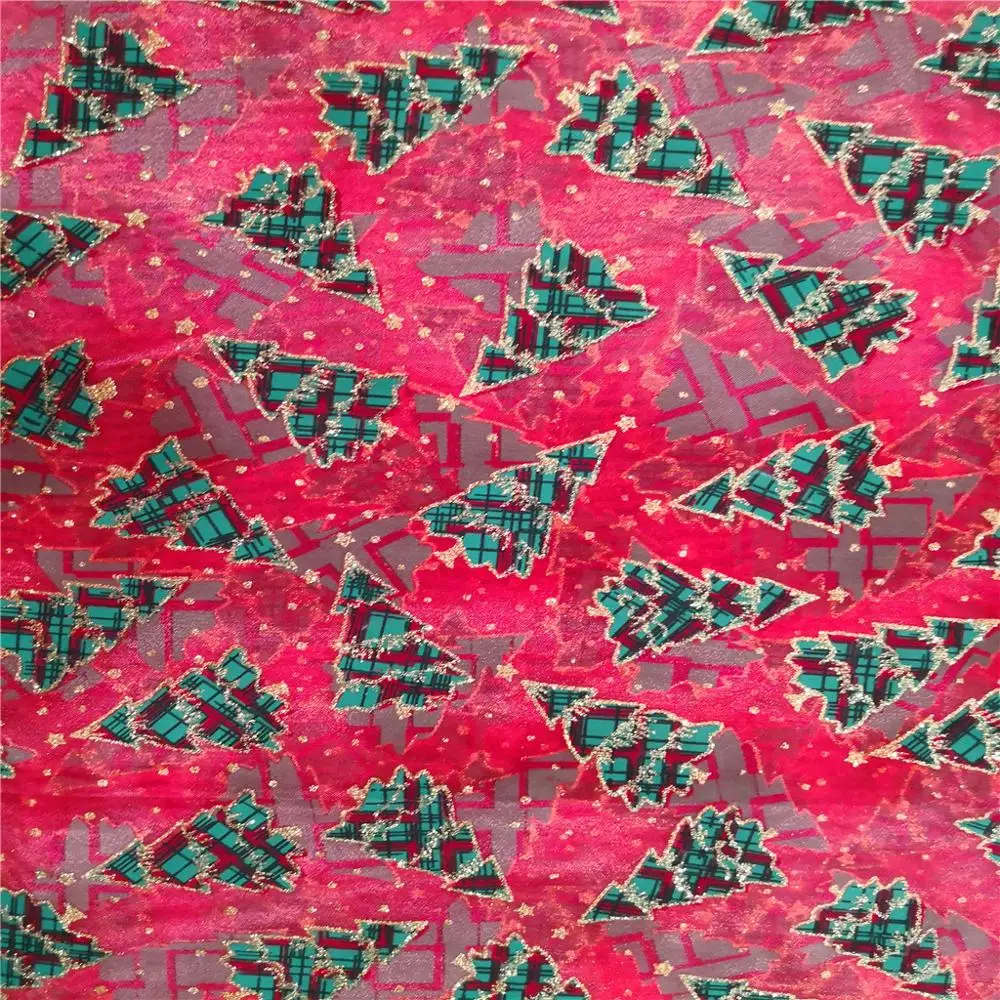 Рождественская Ткань органзы из 100% полиэстера с цифровым принтом