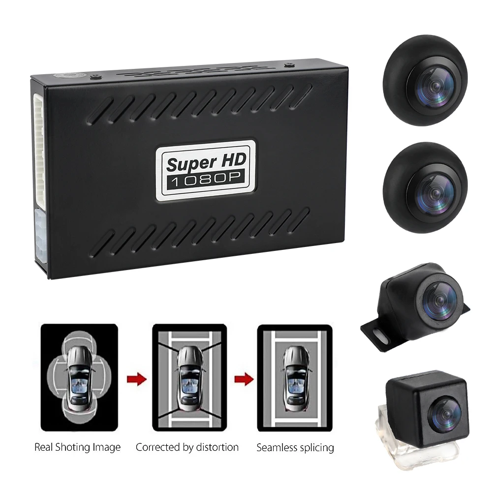 Universal 2D 360 degree surround camera panoramic waterproof parking sensor system with 4 Car rear view camera