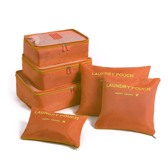 Wholesale Portable 6pcs Packing Clothes Underwear Cubes Shoes Travel Luggage Organizer Bag Set Travel Storage Bag