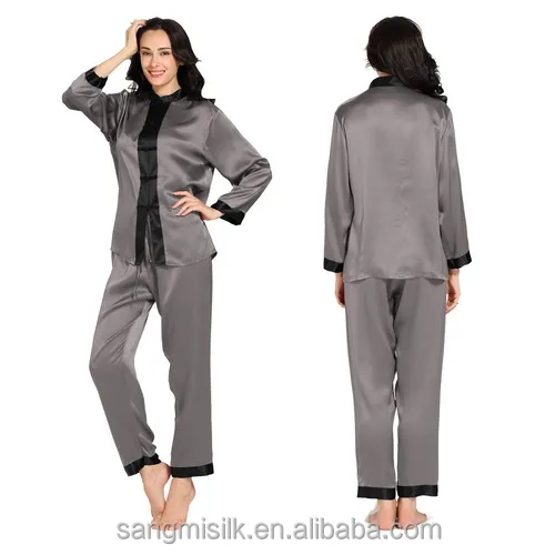 exotic knot silk pajama set for women professional silk garments manufacturer in China 100% mulberry silk