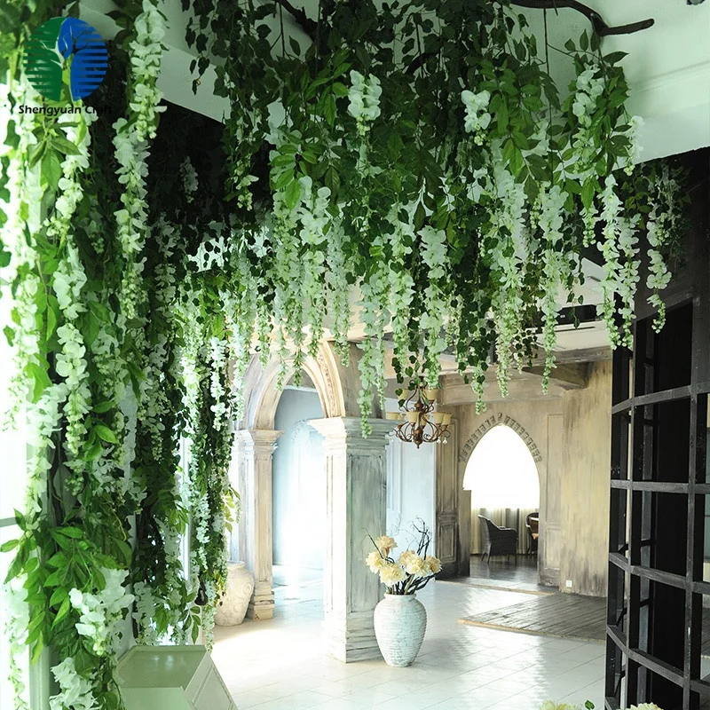 
Guangzhou supplier wholesale artificial silk wisteria flower for interior decorating 