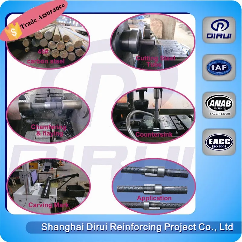 
chinese website alibaba ISO15835 rebar connector splicing coupler for building construction materials list 