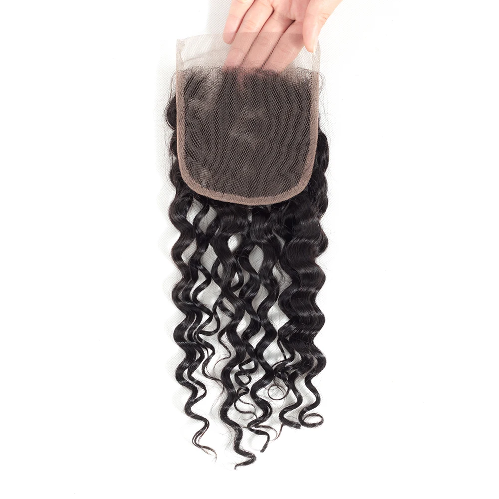 
150% density brazilian water wave 4x4 human hair closure with baby hair 