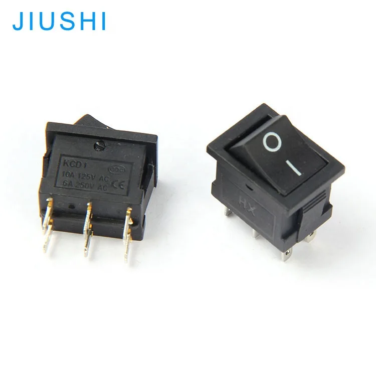 KCD1-202 6 pins2 позиции 250V 6A кулисный переключатель черный