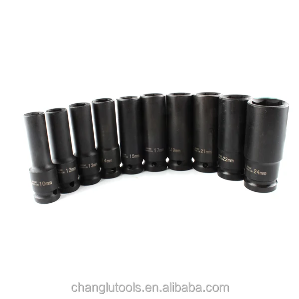 
10 pieces Phosphate impact deep socket wrench set car repair tools kit 