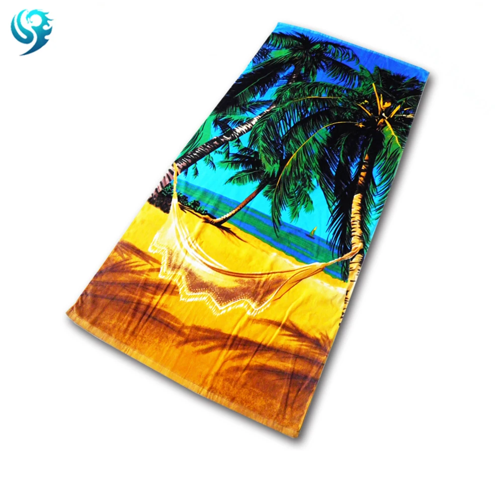 New design towel supplier velour wholesale printed cotton beach towel terry set